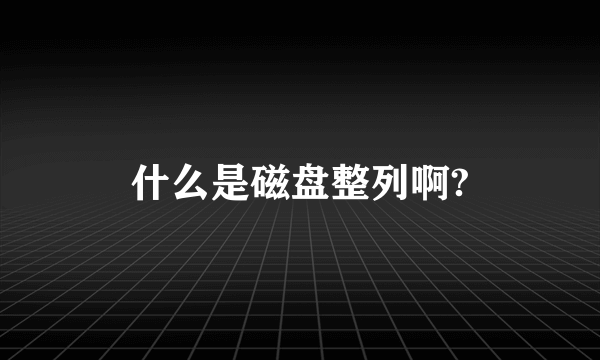 什么是磁盘整列啊?