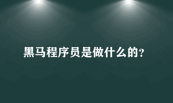 黑马程序员是做什么的？