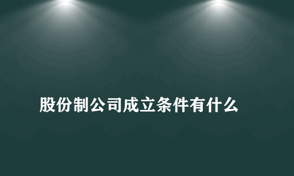 
股份制公司成立条件有什么
