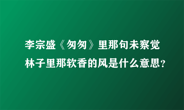 李宗盛《匆匆》里那句未察觉林子里那软香的风是什么意思？