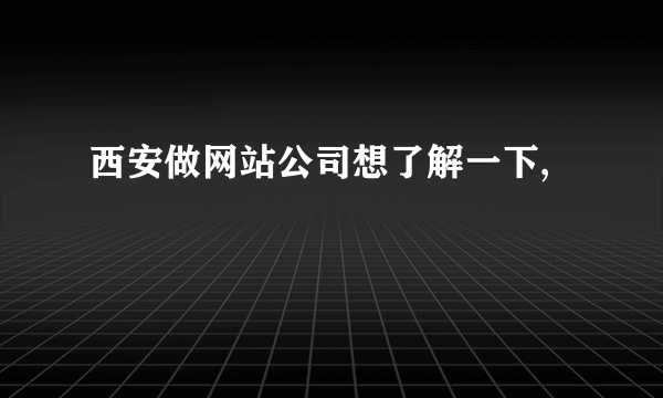 西安做网站公司想了解一下,