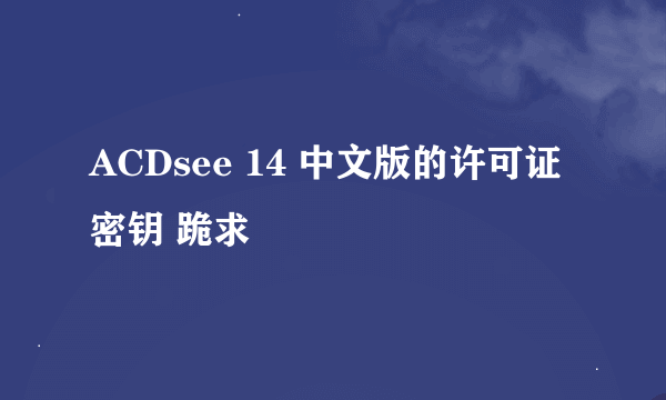 ACDsee 14 中文版的许可证密钥 跪求