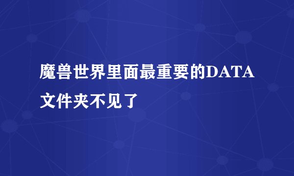 魔兽世界里面最重要的DATA文件夹不见了