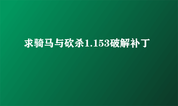 求骑马与砍杀1.153破解补丁