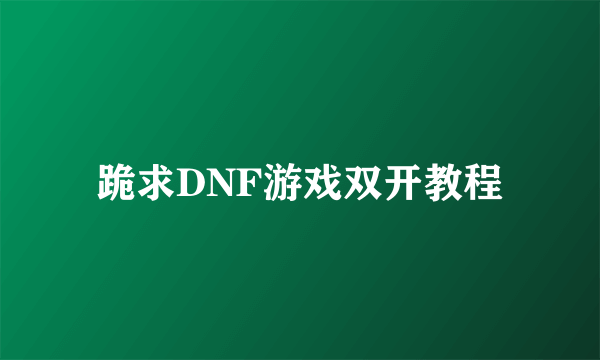 跪求DNF游戏双开教程