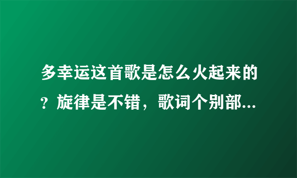 多幸运这首歌是怎么火起来的？旋律是不错，歌词个别部分也挺有道理但是原唱那个劲儿的动不动每句结尾都带