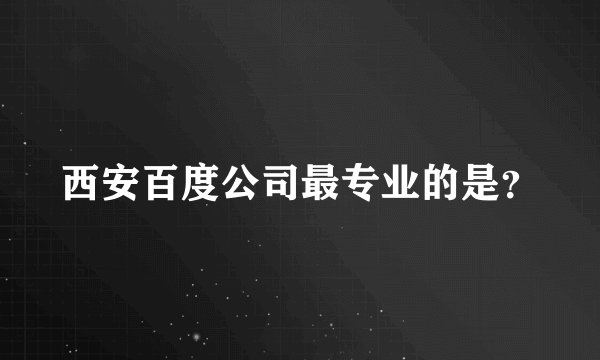 西安百度公司最专业的是？