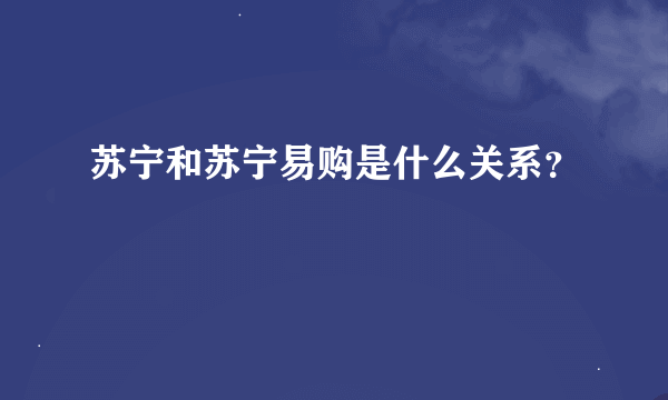 苏宁和苏宁易购是什么关系？