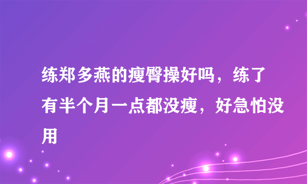 练郑多燕的瘦臀操好吗，练了有半个月一点都没瘦，好急怕没用