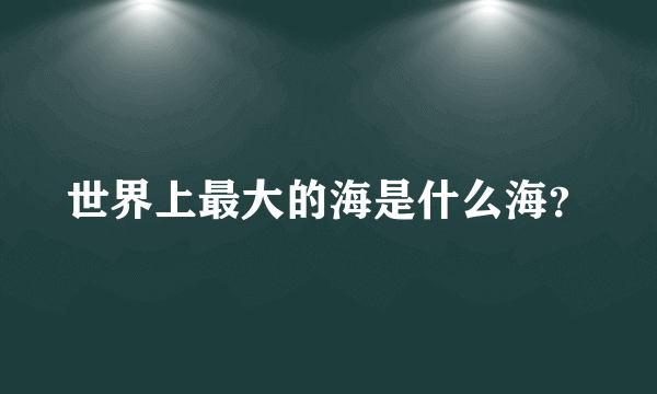 世界上最大的海是什么海？