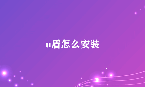 u盾怎么安装