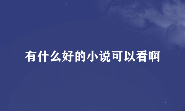 有什么好的小说可以看啊