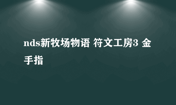 nds新牧场物语 符文工房3 金手指