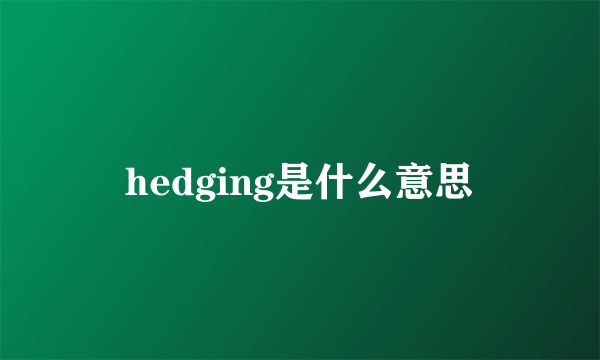 hedging是什么意思