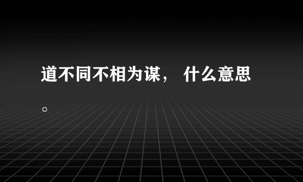 道不同不相为谋， 什么意思。