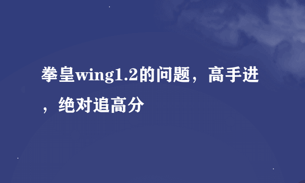 拳皇wing1.2的问题，高手进，绝对追高分