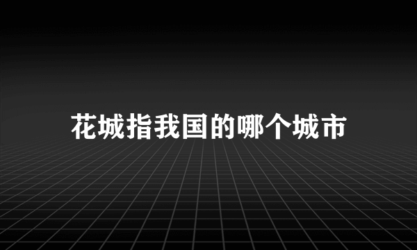 花城指我国的哪个城市