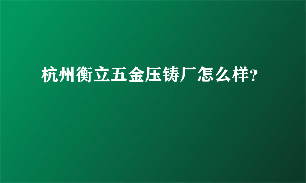 杭州衡立五金压铸厂怎么样？