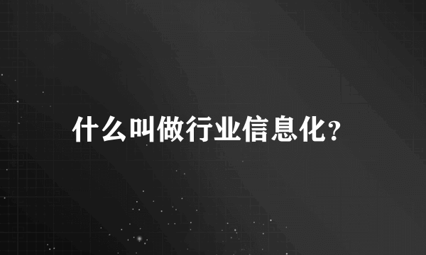 什么叫做行业信息化？