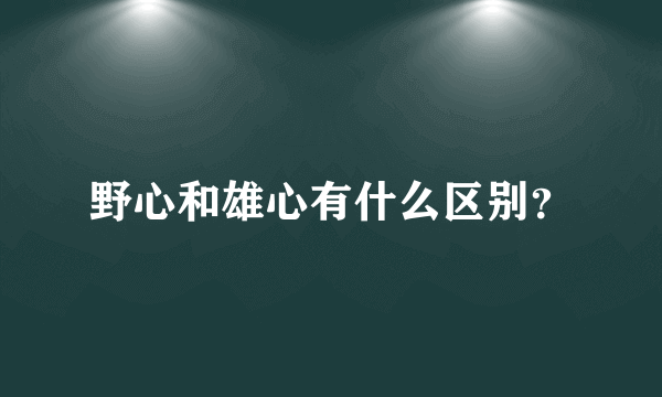 野心和雄心有什么区别？