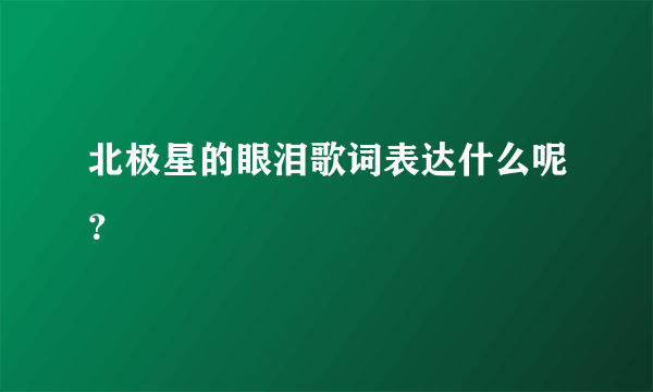 北极星的眼泪歌词表达什么呢？