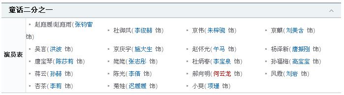 【童话二分之一】的演员表！越详细越好！！ 拜托了……｜！！