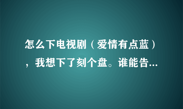 怎么下电视剧（爱情有点蓝），我想下了刻个盘。谁能告诉我，谢谢！