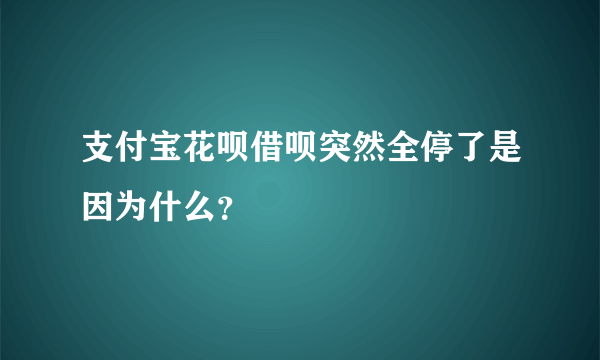 支付宝花呗借呗突然全停了是因为什么？