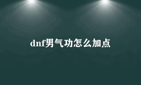 dnf男气功怎么加点