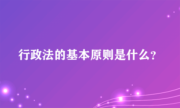 行政法的基本原则是什么？