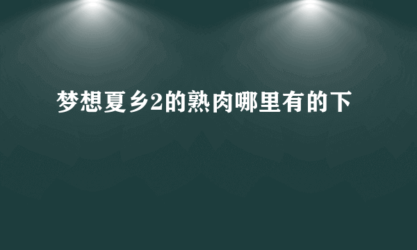 梦想夏乡2的熟肉哪里有的下