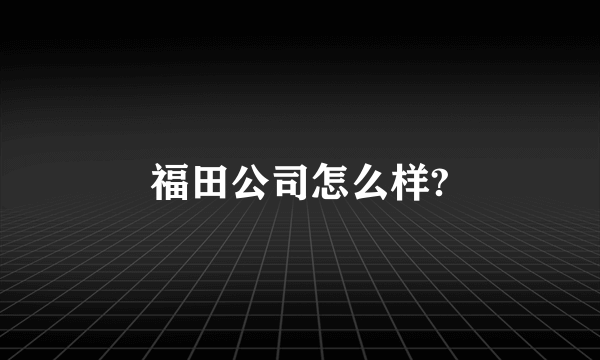 福田公司怎么样?