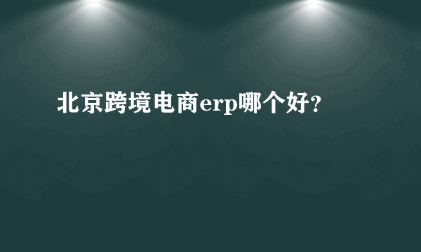 北京跨境电商erp哪个好？