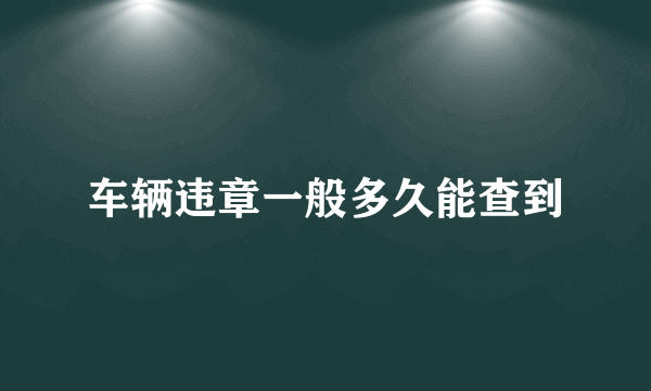 车辆违章一般多久能查到