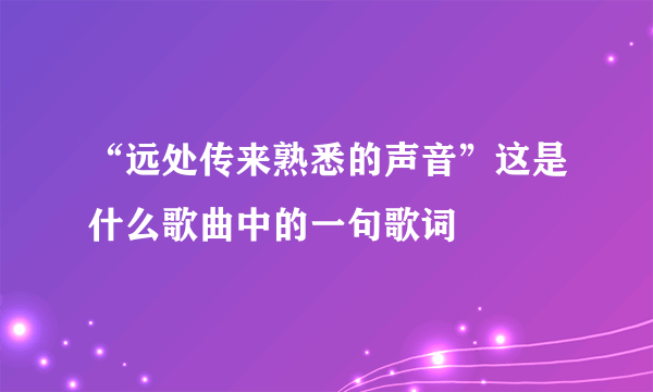 “远处传来熟悉的声音”这是什么歌曲中的一句歌词