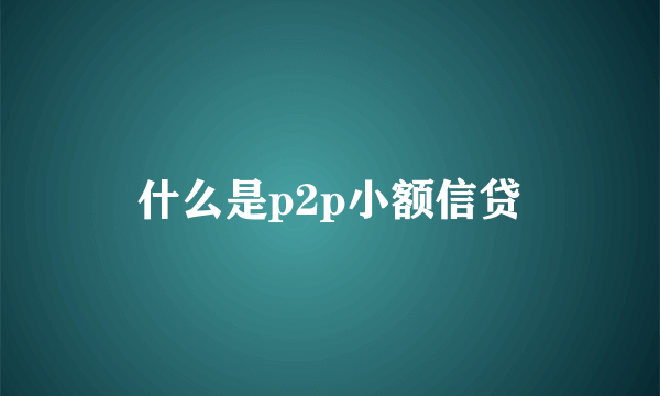 什么是p2p小额信贷