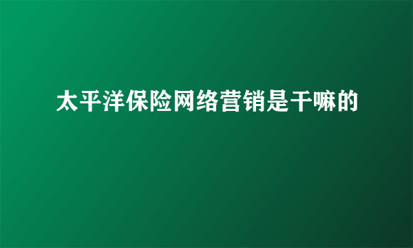 太平洋保险网络营销是干嘛的