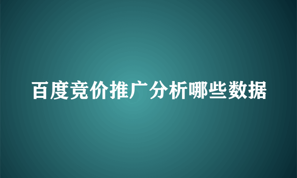 百度竞价推广分析哪些数据