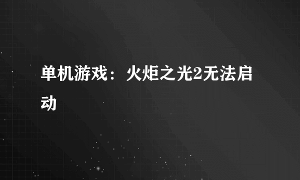 单机游戏：火炬之光2无法启动