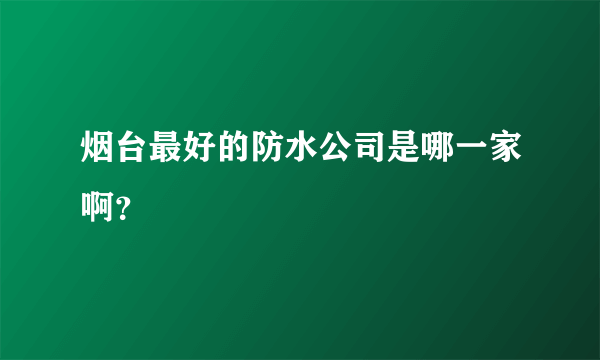 烟台最好的防水公司是哪一家啊？