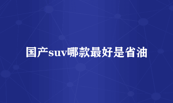 国产suv哪款最好是省油