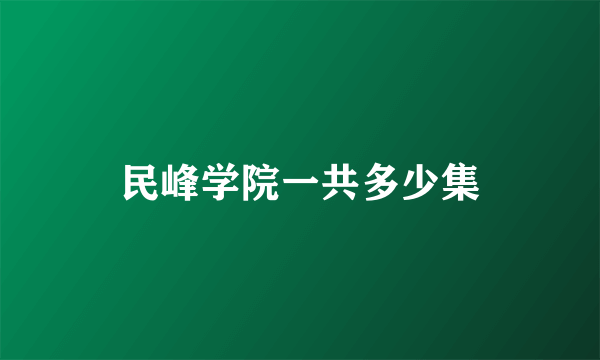 民峰学院一共多少集