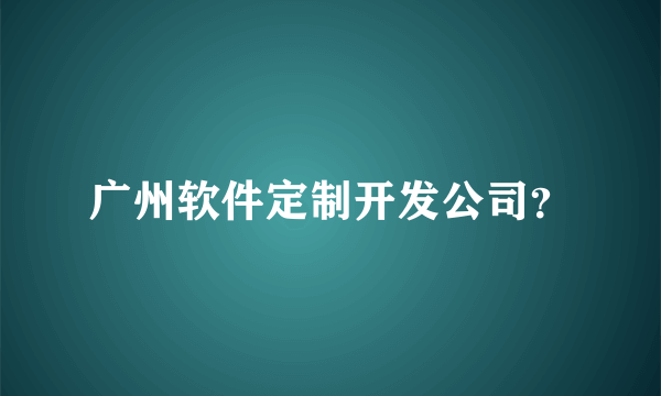 广州软件定制开发公司？