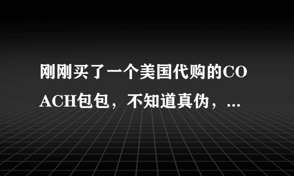 刚刚买了一个美国代购的COACH包包，不知道真伪，特此附图希望懂行的大神帮忙鉴定一下！感谢！