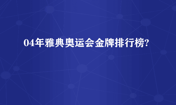 04年雅典奥运会金牌排行榜?