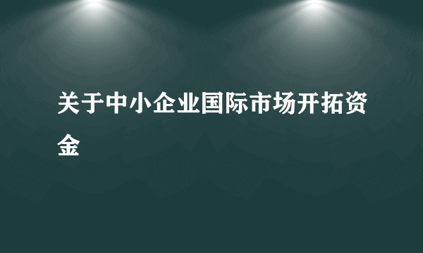 关于中小企业国际市场开拓资金