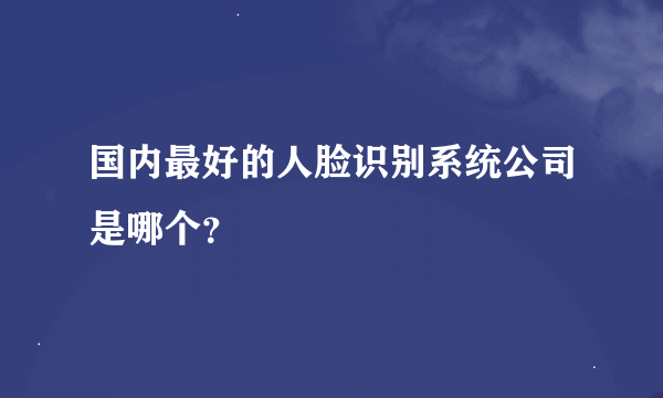 国内最好的人脸识别系统公司是哪个？