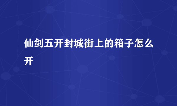 仙剑五开封城街上的箱子怎么开