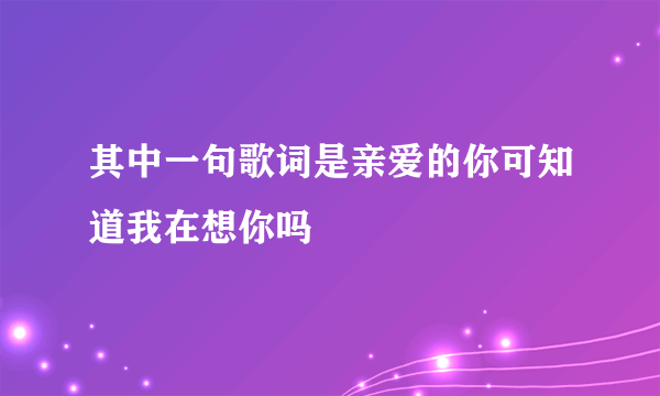 其中一句歌词是亲爱的你可知道我在想你吗