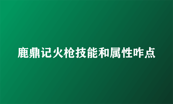 鹿鼎记火枪技能和属性咋点